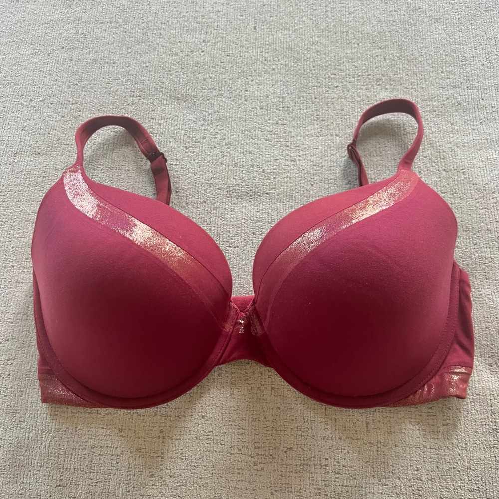 Victorias Secret Body By Victoria Perfect Shape Bra 34DDD Burgundy Shimmer